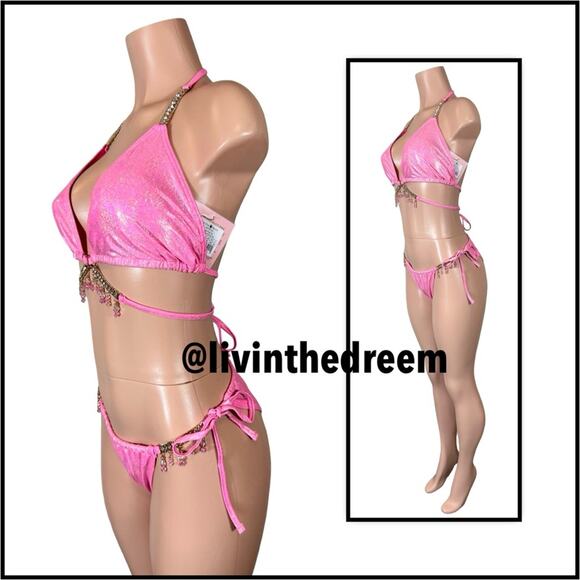 MODA MINX MAGIC IN MAKO WRAP TRIANGLE XL & RUCHED TIE SIDE BIKINI BOTTOMS L $79 - Picture 3 of 13